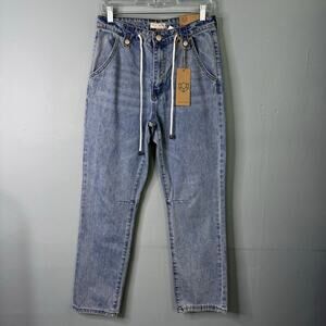 Blue Turtle Easy Like Sunday Drawstring Jeans Retro Straight Leg Juniors' Size 5